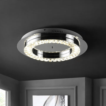 Cristal Integrated Iron/Crystal Glam LED Flush Mount - JONATHAN Y